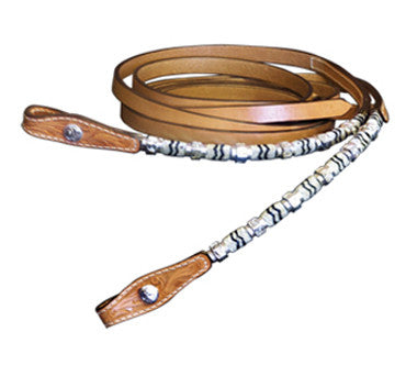 Split Show Reins with Silver and Rawhide by Alamo Saddlery