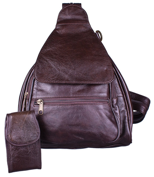 Convertible Zip Strap Backpack in Brown by Carroll Companies