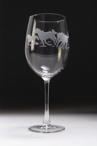 Etched Horse Bistro Wine Glass Set by GT Reid
