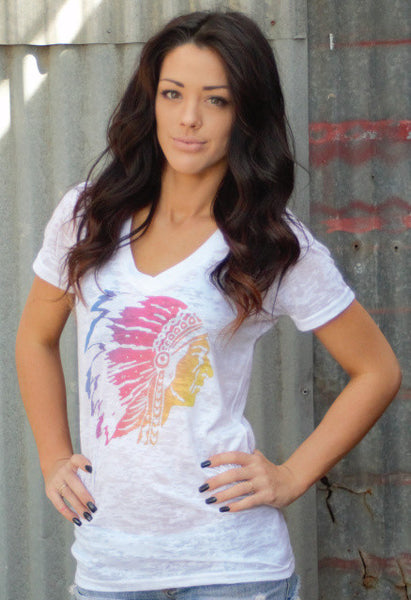Ombre Chief Head Tee Shirt by Original Cowgirl Clothing Co.