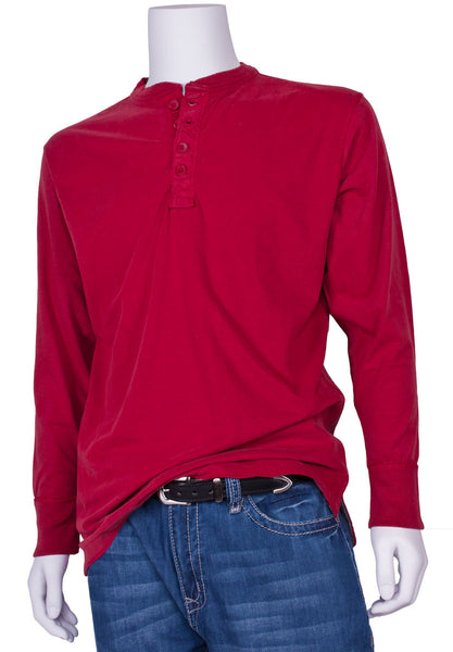 Vintage Brushed Jersey Henley in Red by J. America
