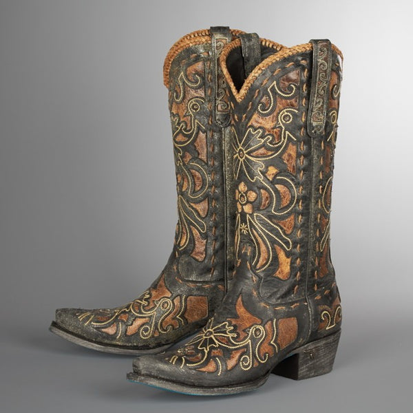 Robin Cowboy Boot in Black and Tan by Lane Boots