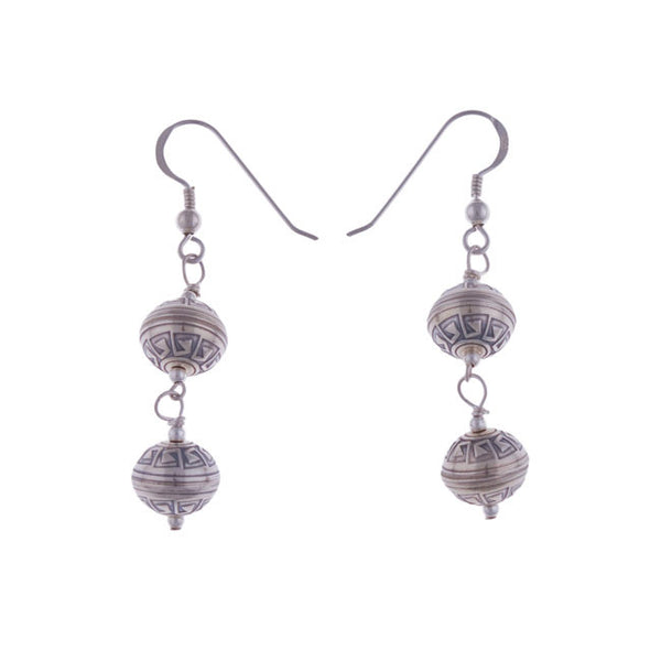 Aztec Tier Silver Earrings by Laura Ingalls Designs