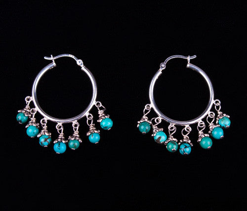 Turquoise Bead Hoop Earrings by Laura Ingalls Designs