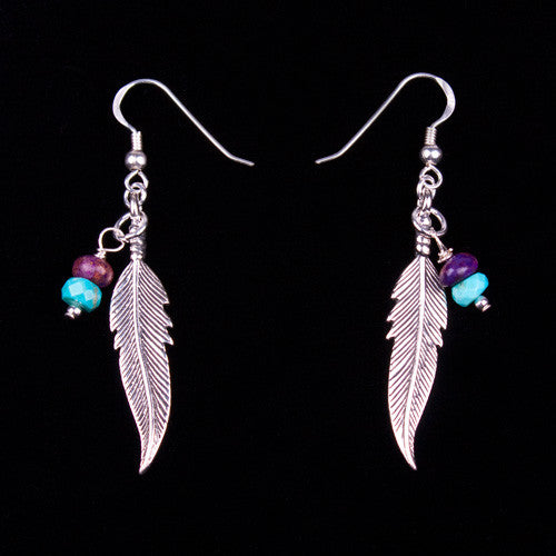 Feather and Bead Earrings by Laura Ingalls Designs