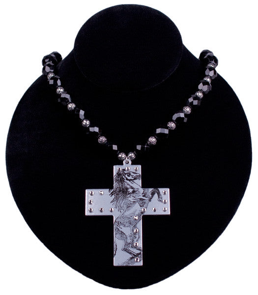 Bronco Impression Cross Necklace by Relative Jewelry