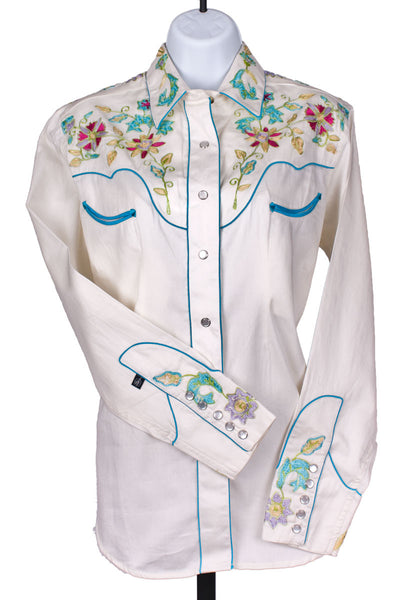 Wildflowers Vintage Embroidered Shirt for Women by Rockmount Ranch Wear