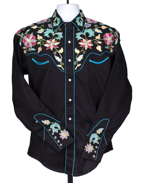 Mens Western Vintage Rockmount Western Shirts Wildflowers Vintage