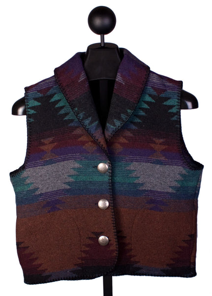 Shawl Collar Vest Purple Pueblo by Rhonda Stark Designs