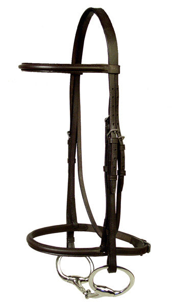 Equitare By Tough 1 English Show Bridle With Braided Raised Reins – Black Leather – Full Horse Size