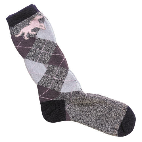 Adult Pink & Grey Argyle Sock by GT Reid