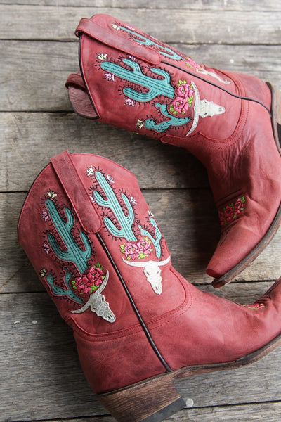 Bramble Rose Cowboy Boot in Red by Junk Gypsy Co.