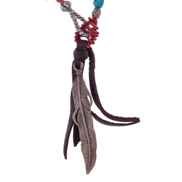 Turquoise Feather Necklace by 3 Angels