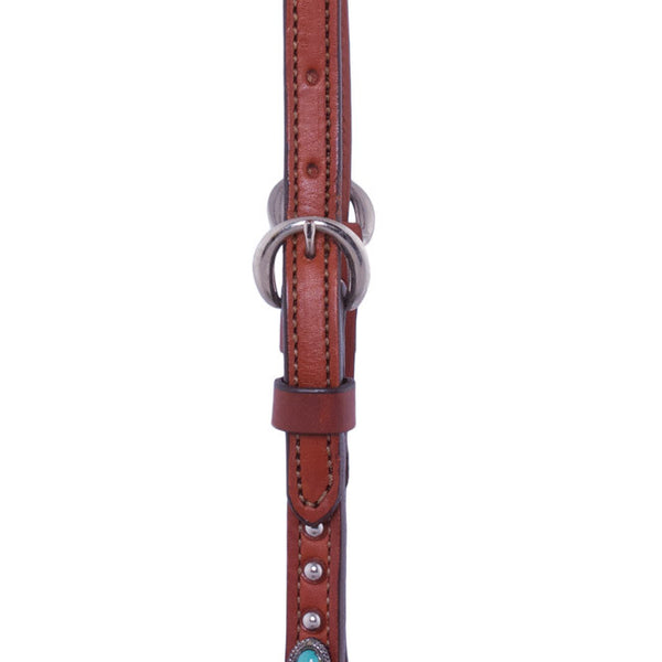One-Ear Headstall with Turquoise Spots by Alamo Saddlery