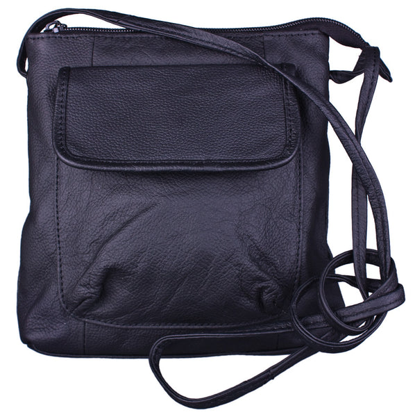 Outside Pocket Shoulder Bag in Black by Carroll Companies