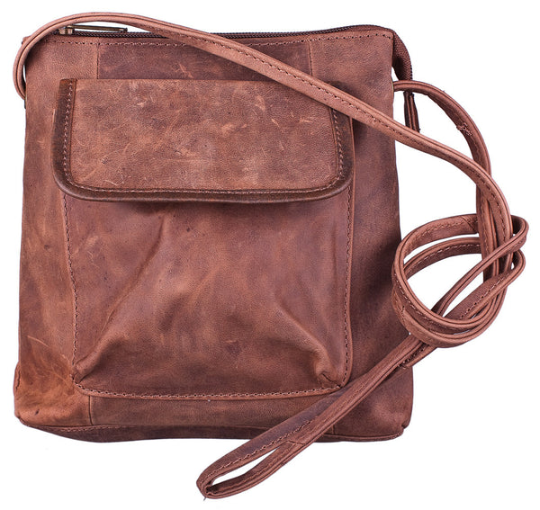 Outside Pocket Shoulder Bag in Brown by Carroll Companies
