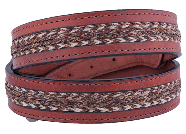 Braided Horsehair Inlay Belt in Brown by Colorado Horsehair