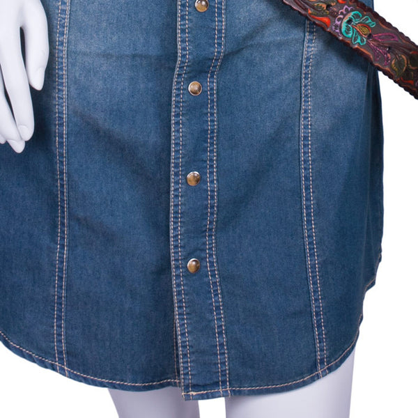 cowgirl justice denim dress Corset Cowgirl Denim Dress - Dark Denim, Large | Hazel and Olive