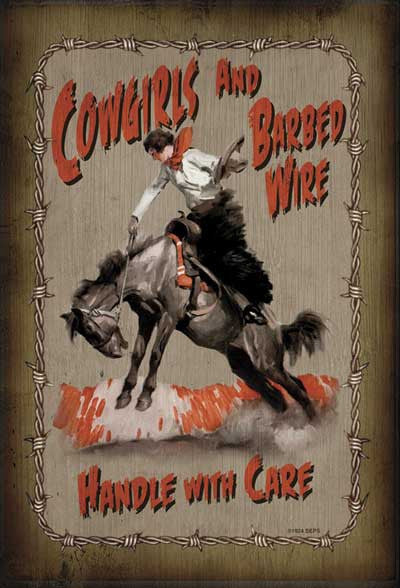 Barnwood Sign - "Cowgirls and Barbed Wire" by River's Edge