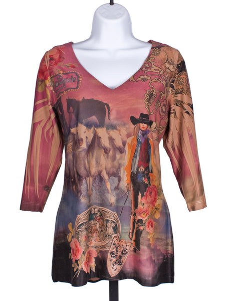 Cowgirl Rose Tunic Top by Fantazia