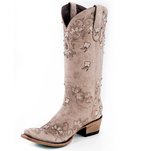 Sweet Paisley Cowboy Boot in Bone by Lane Boots