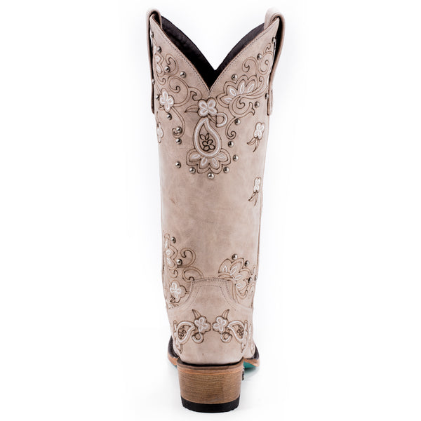 Sweet Paisley Cowboy Boot in Bone by Lane Boots