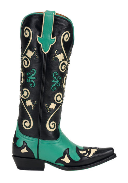 Margaret Cowboy Boot - Turquoise & Black by Lane Boots