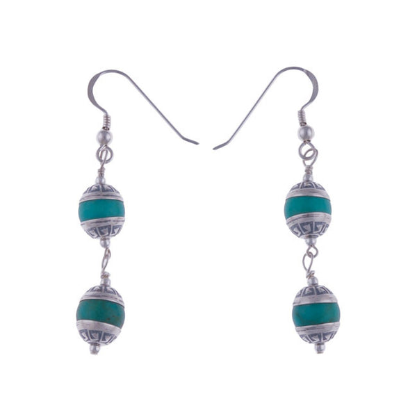 Aztec Tier Turquoise Earrings by Laura Ingalls Designs