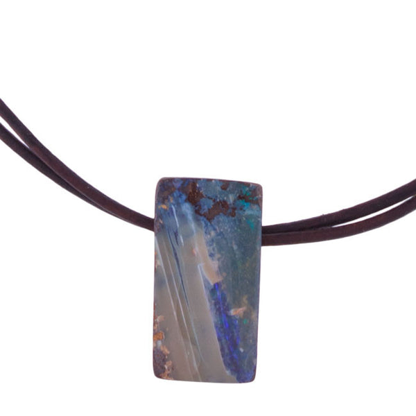 Boulder Opal Rectangle Pendant by Laura Ingalls Designs