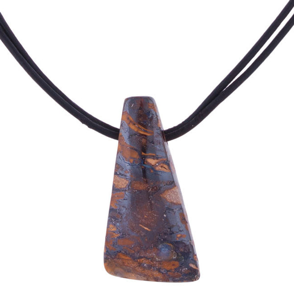 Boulder Opal Long Triangle Pendant by Laura Ingalls Designs