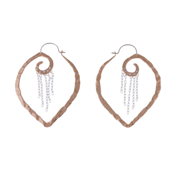 Pointed Hoop Earrings in Bronze by Nora Catherine