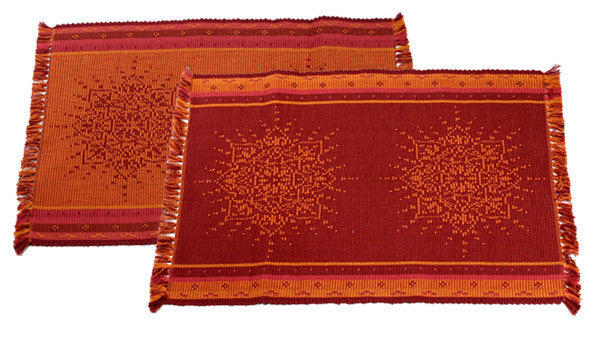 Jacquard Placemats in Burgundy by New World Trading