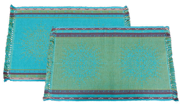 Jacquard Placemats in Turquoise by New World Trading