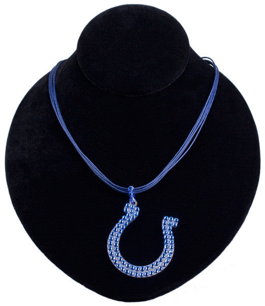 Crystal Horseshoe Necklace in Blue by Relative Jewelry