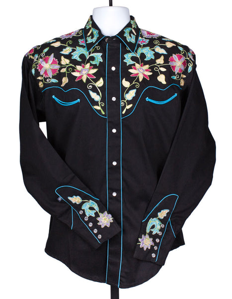 Wildflowers Vintage Embroidered Shirt for Men by Rockmount Ranch Wear