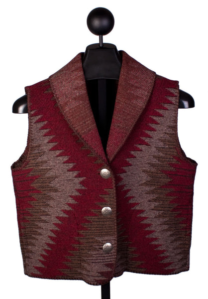 Shawl Collar Vest in Red Tombstone by Rhonda Stark Designs