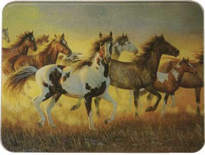 Tempered Glass Cutting Board - Running Horses by River's Edge