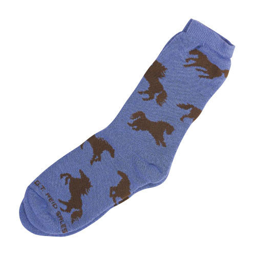 Adult Blue Galloping Horses Sock by GT Reid