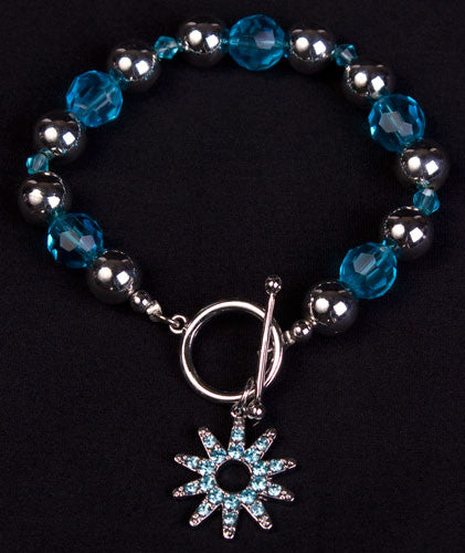 Crystal Spur Rowel Bracelet in Blue by Wyo Horse