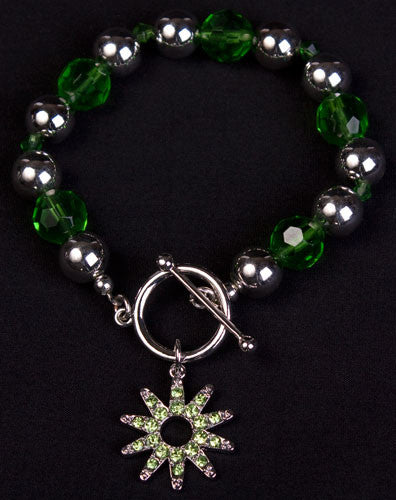 Crystal Spur Rowel Bracelet in Green by Wyo Horse