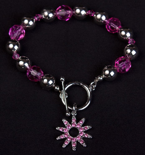 Crystal Spur Rowel Bracelet in Pink by Wyo Horse