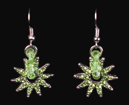 Crystal Spur Rowel Earrings in Green by Wyo Horse