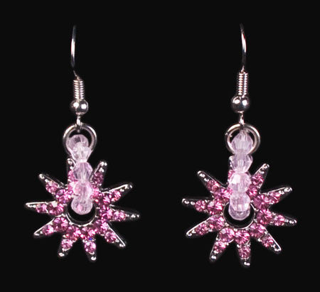 Crystal Spur Rowel Earrings in Pink by Wyo Horse