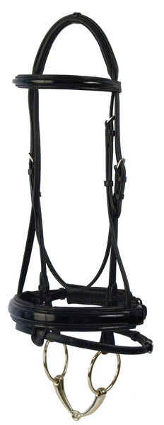 Patent Leather Dressage Bridle with Rubber Lined Reins by Smith-Worthington